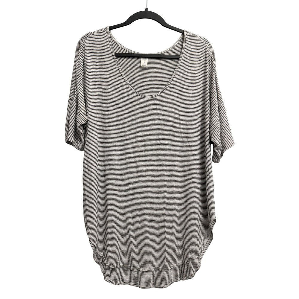 Old Navy Luxe Striped Scoop Neck T-Shirt Black White Oversized High Low Large